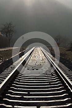 Receding railway track photo