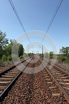 Receding railway tracks photo