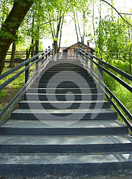 Receding steps in countryside photo