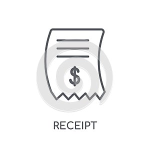 Receipt linear icon. Modern outline Receipt logo concept on whit