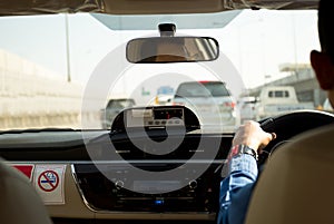 Receipt printer in taxi with taxi driver