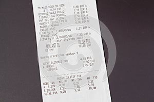 Receipt of supermarket