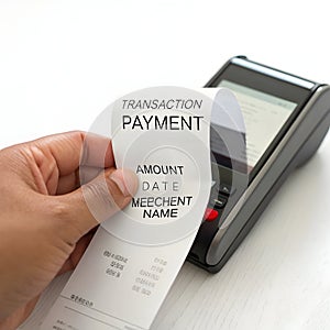 Receipt transaction payment isolated on white background