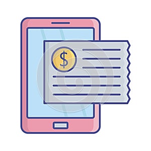 Receipt via device flat vector icon which can easily modify or edit