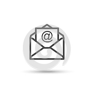 Receive email icon. Opened envelope with letter inside. Vector illustration