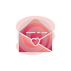 Receive love message flat icon