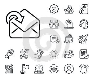 Receive Mail download line icon. Incoming Messages correspondence sign Vector