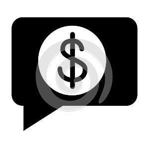 Receive money message solid icon. Payment received vector illustration isolated on white. Bubble with dollar sign glyph