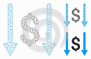 Receive Money Vector Mesh Network Model and Triangle Mosaic Icon