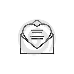 Received love letter line icon