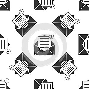 Received message concept. New, email incoming message, sms. Mail delivery service. Envelope flat icon seamless pattern