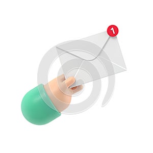 Received message concept. New,email incoming message,sms. Mail delivery service. Envelope in hand.