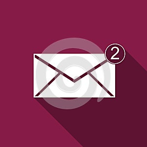 Received message concept. New, email incoming message, sms. Mail delivery service. Envelope icon isolated with long