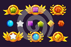 Receiving achievement Awards coin and Gems set, different Awards. For game, user interface, banner, application