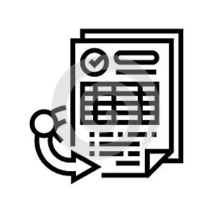 receiving report line icon vector illustration