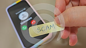 Receiving an unknown incoming call. Scam concept