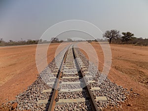 The recently completed but still unused railway spur from Rasesa to Tsele.