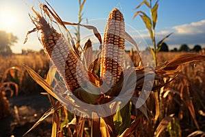Recently harvested corn spikes create