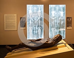 Recently Opened Shroud of Turin Exhibit in the National Museum of Funeral History with Sculpture of the Man of the Shroud and