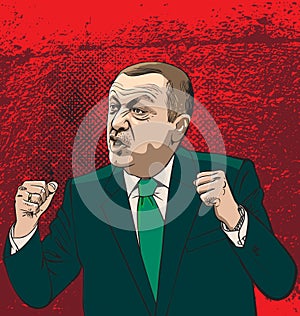 Recep Tayyip Erdogan portrait, line art illustration vector