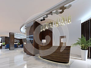 Reception area of a modern hotel