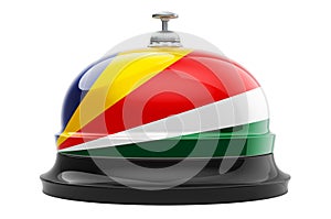 Reception bell with Seychelloise flag, 3D rendering