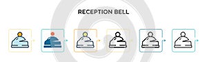 Reception bell vector icon in 6 different modern styles. Black, two colored reception bell icons designed in filled, outline, line