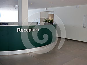 Reception desk in the entry hall of a company