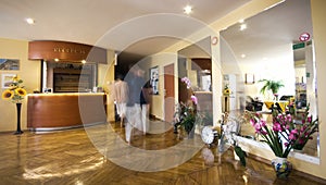 Reception desk in hotel