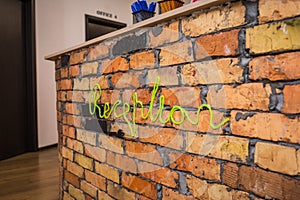 Reception desk in a modern loft-style office