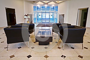 Reception hall with armchairs photo