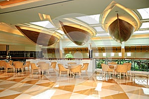 Reception lobby area in luxurious hotel