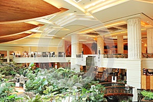 Reception lobby area in luxury hotel