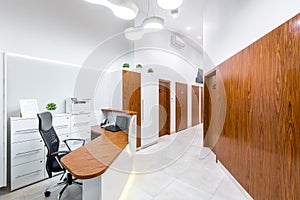 Reception of modern, private clinic