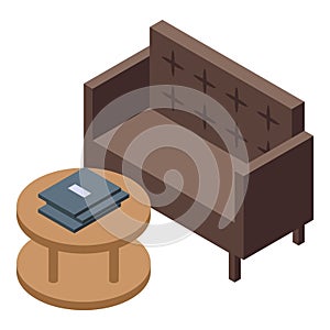 Reception sofa icon isometric vector. Office hotel