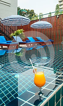 Reception and swimming pool of Thai hotel