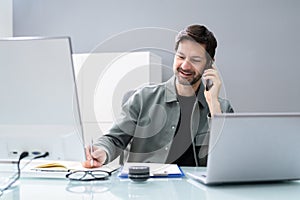 Receptionist Phone Call On Corporate Telephone