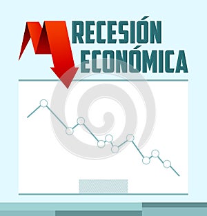 Recesion Economica, Economic Recession Spanish text vector design.