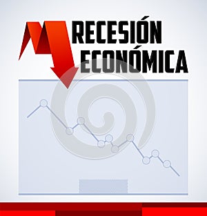 Recesion Economica, Economic Recession in Spanish text vector design.