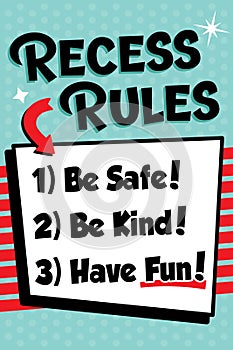 Recess Rules Sign for Elementary School Playgrounds, Safe Play Instructions in Kid-Friendly Language, Child Care Signage