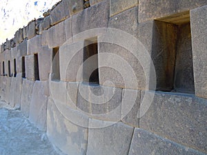 Recesses for objects built into the massive walls of Ollantaytambo, Peru, South America