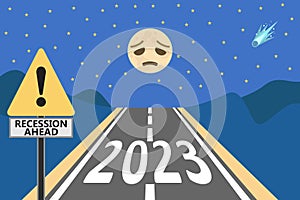 recession ahead 2023 road concept vector illustration