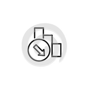 Recession decrease chart line icon in simple design on a white background