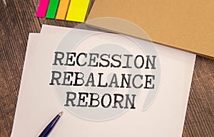 RECESSION REBALANCE REBORN,business economy and financial management concepts.