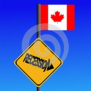 Recession sign Canadian flag