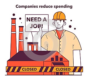 Recession vicious circle. Economical crisis development stages. Significant