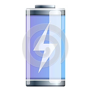 Recharge battery icon, cartoon style