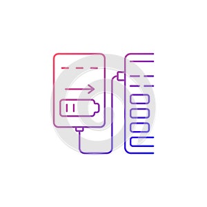 Recharge from computer USB port gradient linear vector manual label icon