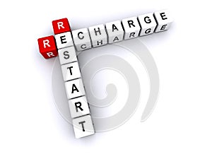 recharge restart word block on white