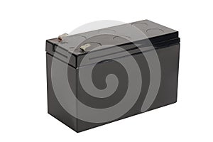 Rechargeable 12 volt UPS Battery on white background, isolated